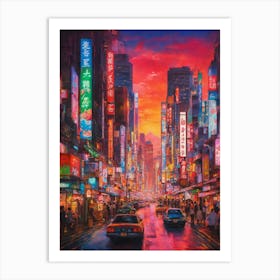 Hong Kong City At Sunset Art Print