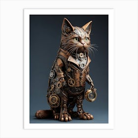 Steampunk Cat 3 Art Print