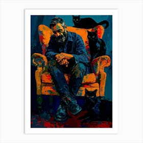 Man And His Cats Art Print