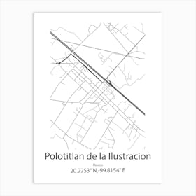 Polotitlan De La Ilustracion,Mexico Minimalist Map Art Print