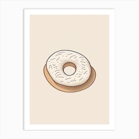 Pumpernickel Bagel Minimalist Line 1 Art Print