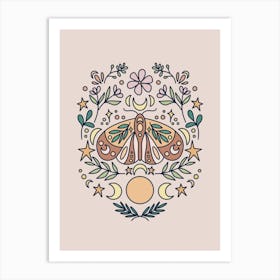 Magical Moon Moth | Blush Pink Art Print