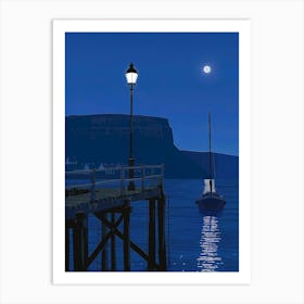 Moonlight At The Pier Art Print