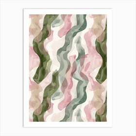 Pink And Green Wavy Pattern Art Print