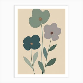 Flowers On A Beige Background 6 Art Print