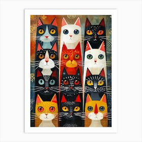 Beautiful Painting Funky Cats 12 Art Print