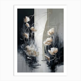 Abstract Floral Arrangement In Grayscale Art Print