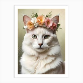 Balinese Javanese Cat With Flower Crown (30) Art Print