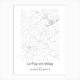 Le Puy En Velay,France Minimalist Map Art Print