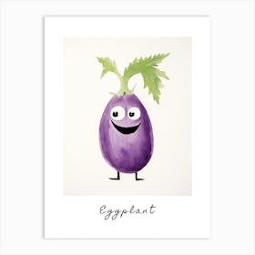 Friendly Kids Eggplant Poster Art Print