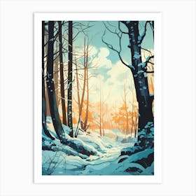 Winter Forest Landscape Illustration 3 Art Print