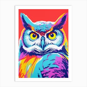 Andy Warhol Style Bird Great Horned Owl 1 Art Print