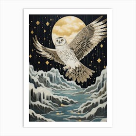 Snowy Owl 1 Gold Detail Painting Art Print