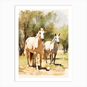 Horses Painting In Mendoza, Argentina 1 Art Print