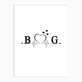 Personalized Couple Name Initial B And G Monogram Art Print