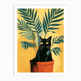 Cute Black Cat in a Plant Pot 9 Art Print