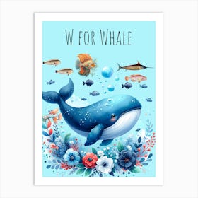 W For Whale Nursery Art Print