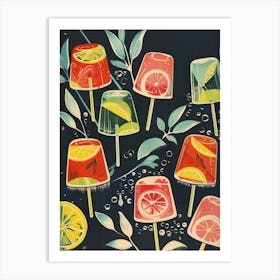 Fruity Jelly Pops Vintage Illustration Art Print