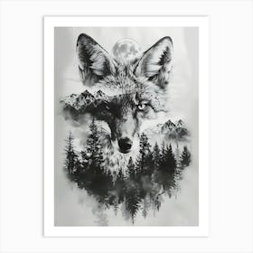 Wolf In The Forest 7 Art Print