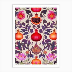 Granatäpfel Früchte Kunst Malerei, Obst-print mit Floralen Mustern Art Print