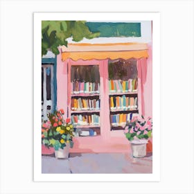 Book Store in Pink Gouache Painting Art Print