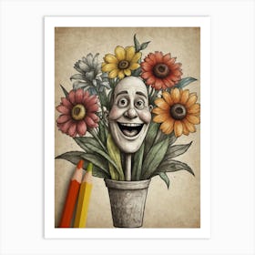 Man With Flowers 2 Art Print