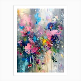 Abstract Flowers Colourful Art Print Art Print