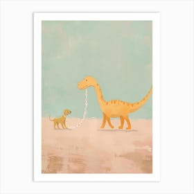 Dinosaur & A Dog Muted Pastels 1 Art Print