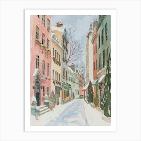 Christmas In the City. Retro Watercolor Art Print