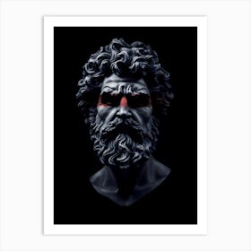 Greek God Statue Head Portrait Art Print