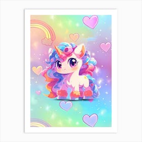 Cute Unicorn Wallpaper Art Print