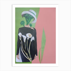 Living Room Wall Art,  Glamorous in Green and Pink Art Print