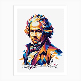 Wolfgang Amadeus Mozart 03 Portrait WPAP Pop Art Art Print