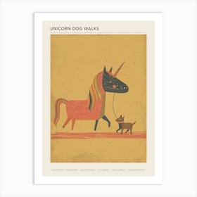 Unicorn Walking A Dog Muted Pastels 1 Poster Art Print