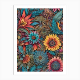 Colorful Floral Pattern 1 Art Print