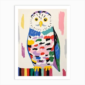 Colourful Kids Animal Art Snowy Owl 2 Art Print