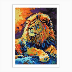 Asiatic Lion Resting In The Sun Fauvist Painting 1 Art Print