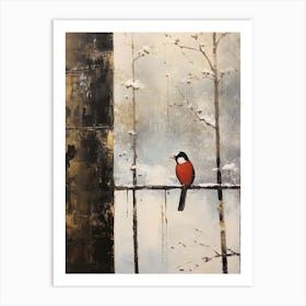Vintage Winter Animal Painting Woodpecker 1 Art Print