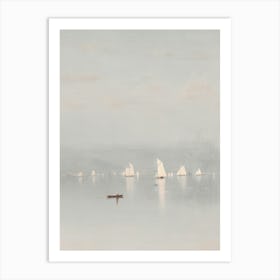 Sailboats In The Fog Art Print