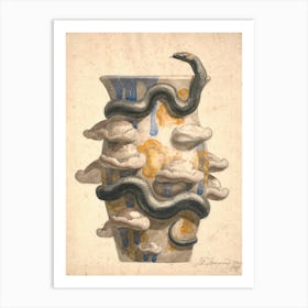 Vase With A Snake Art Print