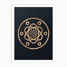 Abstract Geometric Gold Glyph on Dark Teal n.0066 Art Print