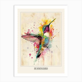 Hummingbird Colourful Watercolour 2 Poster Art Print