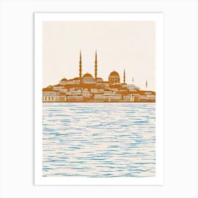 Bosphorus Strait Istanbul Boho Landmark Illustration Art Print
