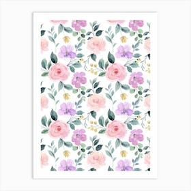 Watercolor Roses Seamless Pattern.Colorful roses. Flower day. artistic work. A gift for someone you love. Decorate the place with art. Imprint of a beautiful artist. Art Print