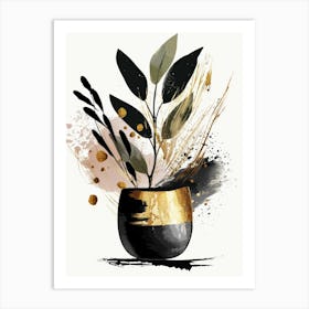 Gold And Black Abstract Painting 91 Art Print