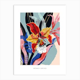 Colourful Flower Illustration Poster Monkey Orchid 4 Art Print