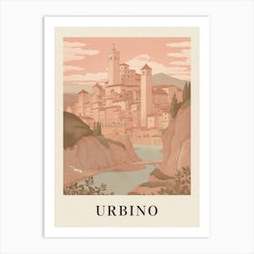 Urbino Vintage Pink Italy Poster Art Print