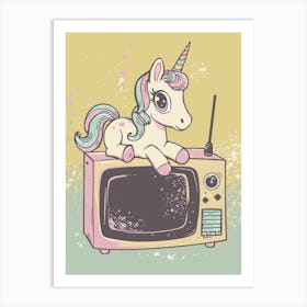 Pastel Unicorn & A Tv 1 Art Print