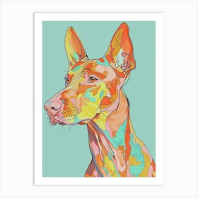 Rainbow Doberman Dog Line Illustration Art Print