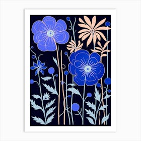 Blue Flower Illustration Love In A Mist Nigella 3 Art Print
